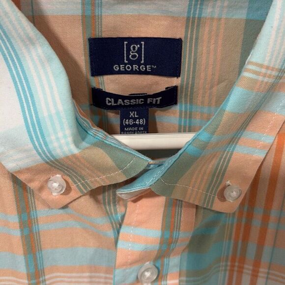 Mens Shirt, George, Button Front Shirt, Casual, Plaid, XL, Short Sleeves - Picture 3 of 6